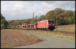 152167 ist hier mit einem leeren Auto Transport Zug am 22.10.2018 um 13.49 Uhr in Westerkappeln - Velpe in Richtung Osnabrück unterwegs.