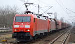 DB Cargo Deutschland AG mit der Doppeltraktion  152 145-9  [NVR-Number: 91 80 6152 145-9 D-DB] + ]  152 128-5  [NVR-Number: 91 80 6152 128-5 D-DB] mit Erzzug (leer) Richtung Hamburg am 24.01.19 Bf.