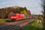 152 154 mit dem Hellmann KLV-Zug bei Postbauer-Heng Richtung Nürnberg, 16.04.2019