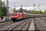 Autotransportzug mit 152 158-2 DB durchfährt den Bahnhof Ludwigsburg auf Gleis 5 Richtung Kornwestheim.