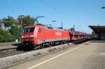 152 076-6 zog am 26.07.07 einen Gterzug, fast vollstndig beladen mit Autos durch den Bahnhof Stuttgart-Untertrkheim.