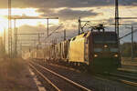 152 162 zieht einen Containerzug durch Neudietendorf, 13.11.2020