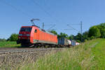 152 150 mit einem KLV-Zug bei Ratzenwinden Richtung Würzburg, 24.06.2020