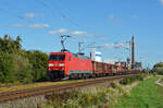 152 149 führte am 06.10.22 einen gemischten Güterzug durch Delitzsch Richtung Halle(S).