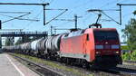 DB Cargo AG, Mainz mit ihrer  152 081-6  [NVR-Nummer: 91 80 6152 081-6 D-DB] und einem Kesselwagenzug am 14.05.24 Höhe Bahnhof Niederndodeleben.
