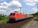 152 169-9 durchfhrt am 25.06.2007 mit einem Containerzug den Haltepunkt Dresden-Cotta.