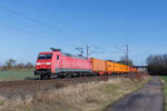 152 098-0 (DB Cargo) mit einem Containerzug in Hamm Selmig, 25. Februar 2026