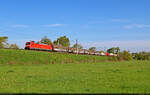 EZ mit 152 056-8 (Siemens ES64F) unterwegs in der Saale-Elster-Aue bei Schkopau Richtung Merseburg Hbf.