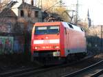 152 151-7 ist als Tfzf Richtung Bw Dresden-Friedrichstadt unterwegs.08.12.07.