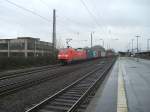 152 116 mit einem Conatinerzug am 14.3.2008 durch Gttingen