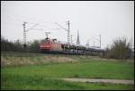 152 046 ist mit teurer Ladung in Richtung Gemndne unterwegs. Aufgenommen am 05.04.08 in Thngersheim.