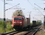 152 062-6 mit einem KLV Zug bei der Durchfahrt Friesenheim(BAden) am 2.5.08 gen Offenburg