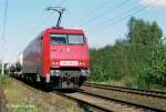 E 152 115-2 mit Gaskesselwagen auf dem Weg nach Hamburg bei Itzehoe (Schwarzer Dorn) Okt.