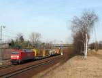 152 105-3 mit KLV in Neuluheim auf der Fahrt in Richtung Sden. 25.02.09