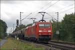 Wenige Augenblicke spter rollen 152 023 und 152 033 mit einem Kesselzug (vermutlich beladen mit Selenwasserstoff, wasserfrei) in Richtung Hamm(Westf).