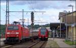 152 073 mit einem Gterzug Richtung Aachen West bei der Durchfahrt Herzogenrath 17.7.2009