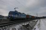 Der  Albatros  bei Ansbach mit einem Containerzug.(Aufnahmedatum 02.01.2010)