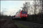 152 054 (9180 6152 054-3 D-DB) hat den CSQ  Audi-Express , Ingolstadt-Nord - Emden, bei Hohenlimburg am Haken. Die Lok besitzt noch keien zustzlichen Griffe und Tritte an der Front. (02.03.2010)