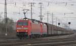 152 132 und 152 041 mit Kohlenzug in Koblenz Ltzel am 03.04.2010