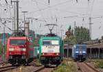 152 114-5 beim umsetzten, 2829 der COBRA auf dem Weg als Tfzf nach Montzen und 152 134-3 kalt abgestellt in Aachen-West Gbf, 20.7.10