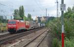 152 158-2 mit einem KLV am 30.07.2010 durch Mnchen-Heimeranplatz