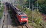 152 002 zieht einen Ganzzug Schiebewandwagen durch Holzweiig Richtung Leipzig. Fotografiert am 03.10.10.