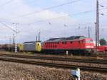 17.10.2010 Rangierarbeit in Magdeburg-Rothensee. Ludmilla schiebt Dispolok an ihren Gterzug.