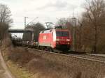 152 073-3 am 18.02.2006 mit einem Gterzug auf der Fahrt Richtung Kornwestheim, aufgenommen kurz vor Bietigheim-Bissingen