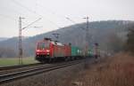 152 116-0 mit einem Containerzug, am 19.02.2011 bei Einbeck-Salzderhelden