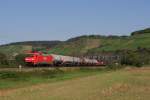 152 107-9 mit einem Kesselwagenzug in Himmelstadt am 17.08.2011