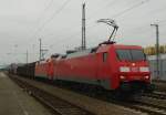 152 018-8 und 152 146-7 ziehen am 23.02.2012 einen gemischten Güterzug durch Kaiserslautern
