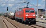 152 052 zog am 09.07.12 einen kurzen Gterzug durch Bitterfeld Richtung Leipzig.