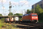 152 025-3 DB kommt aus Richtung Kln mit einem Containerzug aus Italien und fhrt in Aachen-West ein bei Sonne mit Wolken am 22.7.2012
