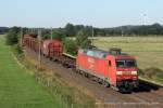 152 128-5 (Railion DB Logistics) fhrt am 24. Juli 2012 um 18:03 Uhr mit einem Gterzug durch Ramelsloh