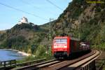 152 083-2 mit einem gemischten Gterzug zwischen Braubach und Osterspai an der rechten Rheinstrecke (23.08.2012)