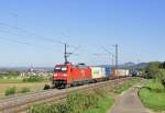 152 092 mit einem KLV auf der Filsbahn Richtung  Ulm.Aufgenommen bei Kuchen an der Fils am 8.9.2012