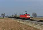 152 054 mit einem Kesselzug am 28.03.2013 bei Langenisarhofen.