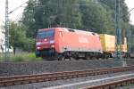 BR 152 090-7 durchfhrt die Kurve bei Benninghausen/Lange Gas in Richtung Lippstadt. Etwa eine halbe Stunde zuvor war bereits ein anderer DHL-Zug in diese Richtung gefahren.