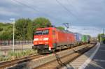152 052 unterwegs in Richtung Wrzburg. Aufgenommen am 04. Juli 2013 in Gomannsdorf am Main.