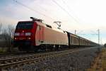 Am 18.01.2014 fuhr die ehemalige Sonderling-Lok 152 089-9 mit dem Redbull-Zug aus Bludenz (A) nach Norddeutschland südlich von Buggingen dem nächsten Güterbahnhof in Freiburg (Brsg)