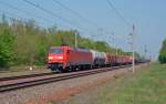 Mit einem gemischten Güterzug fuhr 152 105 am 27.04.14 durch Burgkemnitz Richtung Bitterfeld.