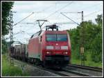 152 065 durchfährt am 24.5.14 das Maintal mit einem gemischten Güterzug.