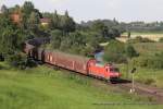 152 154-1 (DB Schenker) mit einem Autotransportzug in Elze, 23. Juli 2014