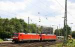 152 063-4 und 152 015-4 beide von DB rangiern in Aachen-West. Aufgenommen vom Bahnsteig in Aachen-West bei schönem Sonnenschien am 5.8.2014.