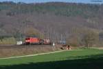 152 007 mit EZ 51638 Nürnberg Rbf - Seelze Ost am 13.03.2014 bei Freden. 