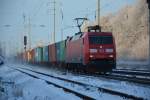 BR 152 (152 020-4) unterwegs am 27.12.2014 mit einem Güterzug in Richtung Blankenfelde.