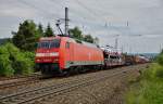 152 038-6 ist am 10.06.15 mit einen gemischten Güterzug bei Fulda zu sehen.