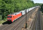 152 035 mit KM 50472 (Maschen Rbf–Bremerhaven) am 02.07.2014 zwischen Buchholz (Nordheide) und Sprtze