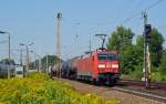 152 164 passierte mit einem gemischten Güterzug am 22.08.15 Leipzig-Thekla um ihn in den Rbf Engelsdorf zu bringen.