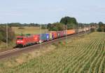 152 099 mit KM 50456 (Maschen Rbf–Bremerhaven) am 03.09.2014 zwischen Ottersberg und Sagehorn